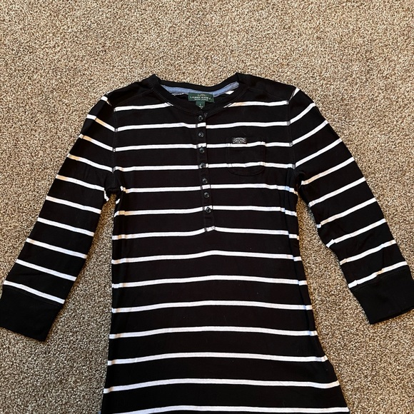 Ralph Lauren Jeans Company 3/4th Sleeve Tee Black and White Striped Small - Picture 2 of 7